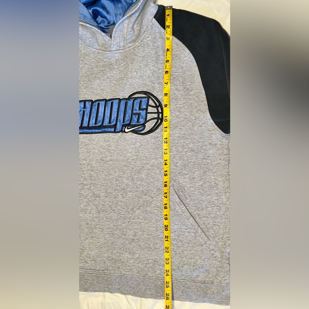 Nike Hoops Hoodie Grey Dark Blue "Satin" lined hood Basketball Youth Boys XL - Picture 11 of 12